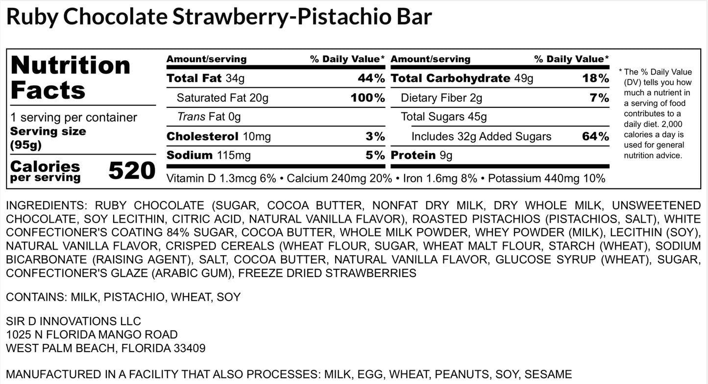 Strawberry Pistachio Chocolate Bar